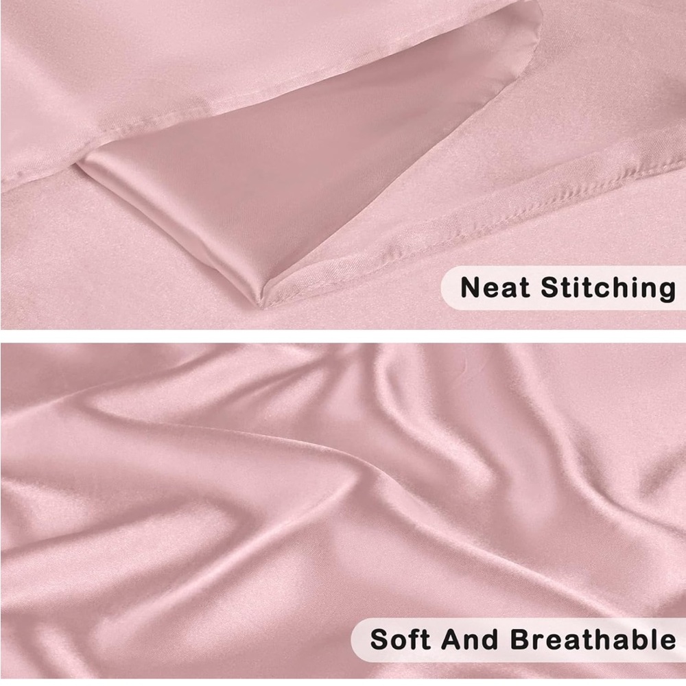 SOLD Pink Satin Pillowcase Set - Picture 3 of 4